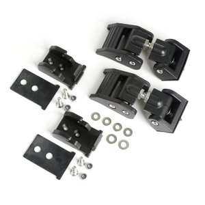 Jeep Wrangler TJ Hood Catches - Rugged Ridge - Adjustable Aluminum - Textured Black - `97-`06